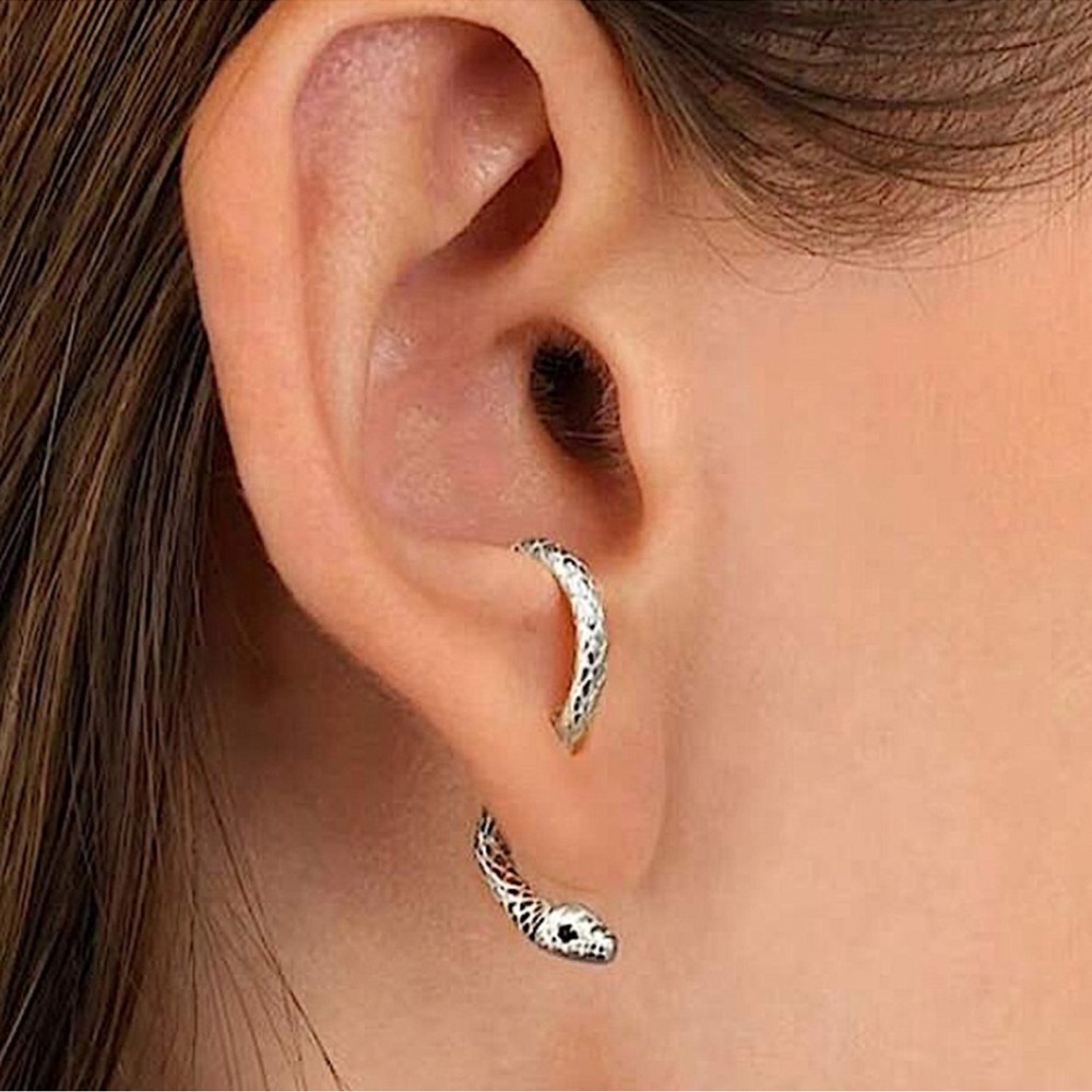 Silver Snake Earrings Creative Design Trendy